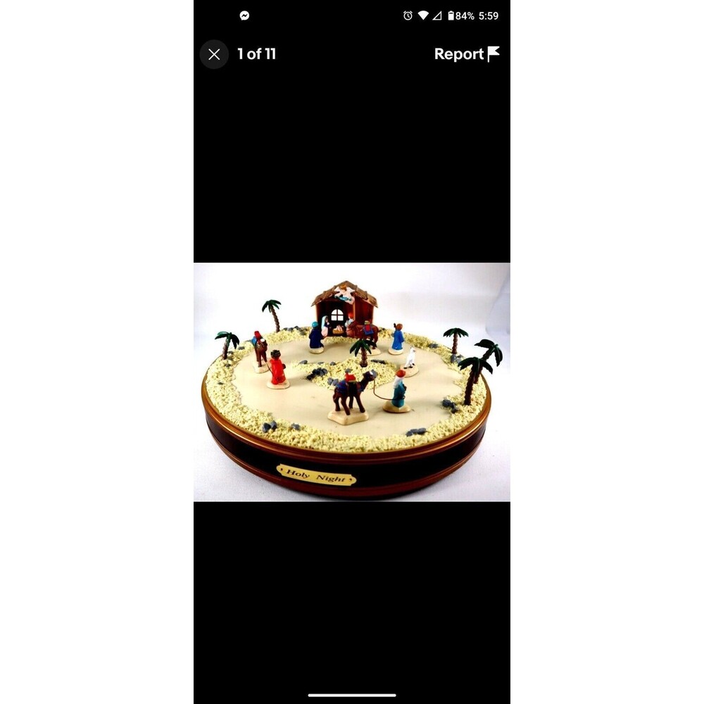 In Box Vintage Happy Winter Holiday Holy Night Animated Musical Nativity Scene